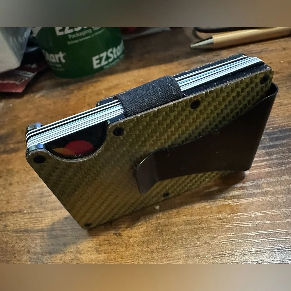 Minimalist Wallet Slim Carbon Fiber RFID Blocking Card Holder Wallet Money Clip
